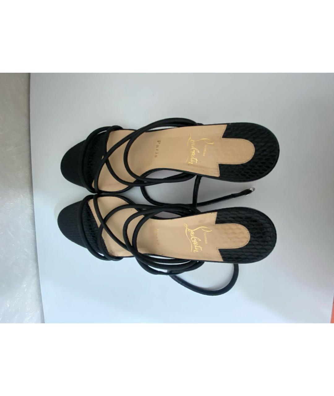 CHRISTIAN LOUBOUTIN Черные кожаные босоножки, фото 3