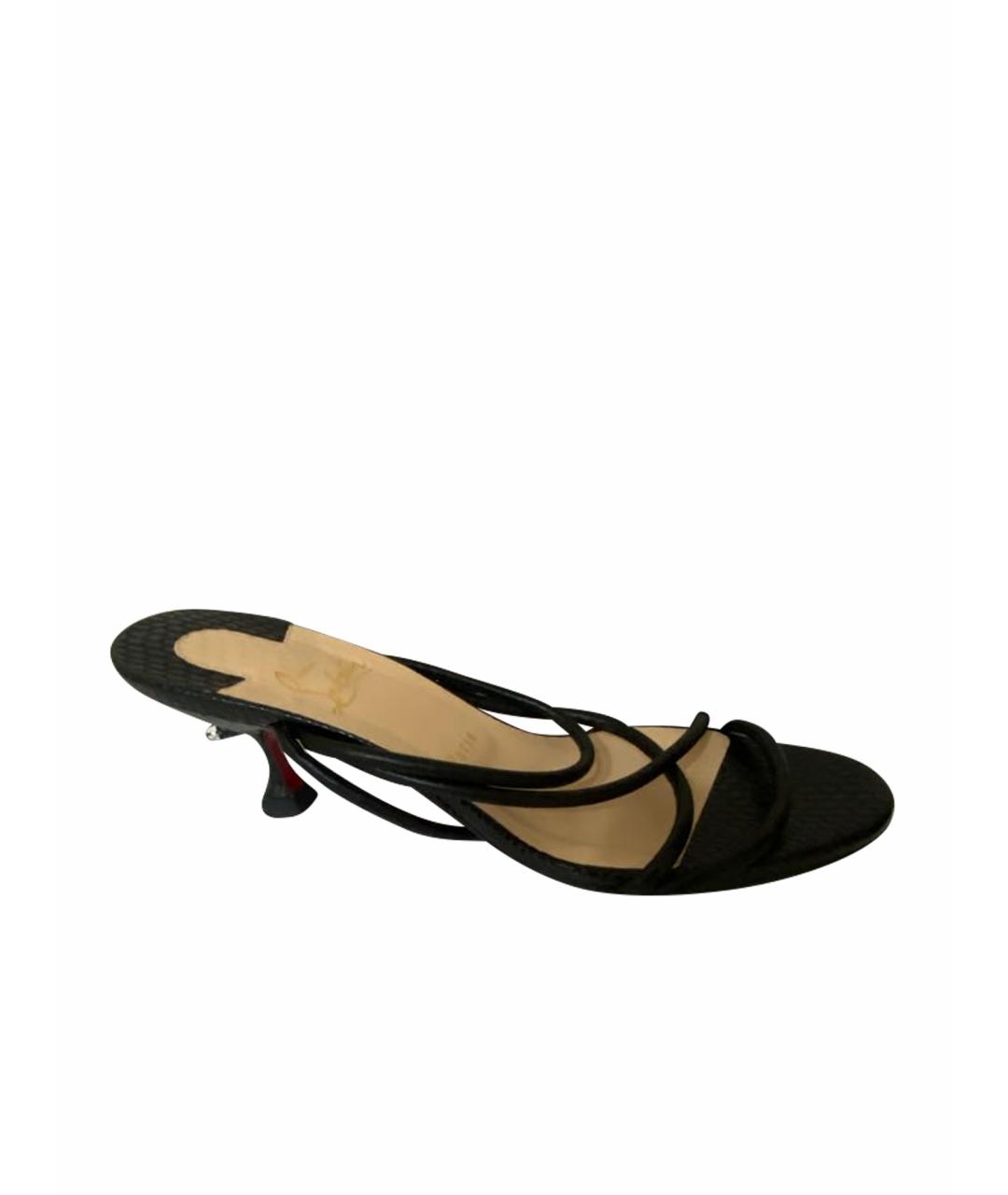 CHRISTIAN LOUBOUTIN Черные кожаные босоножки, фото 1