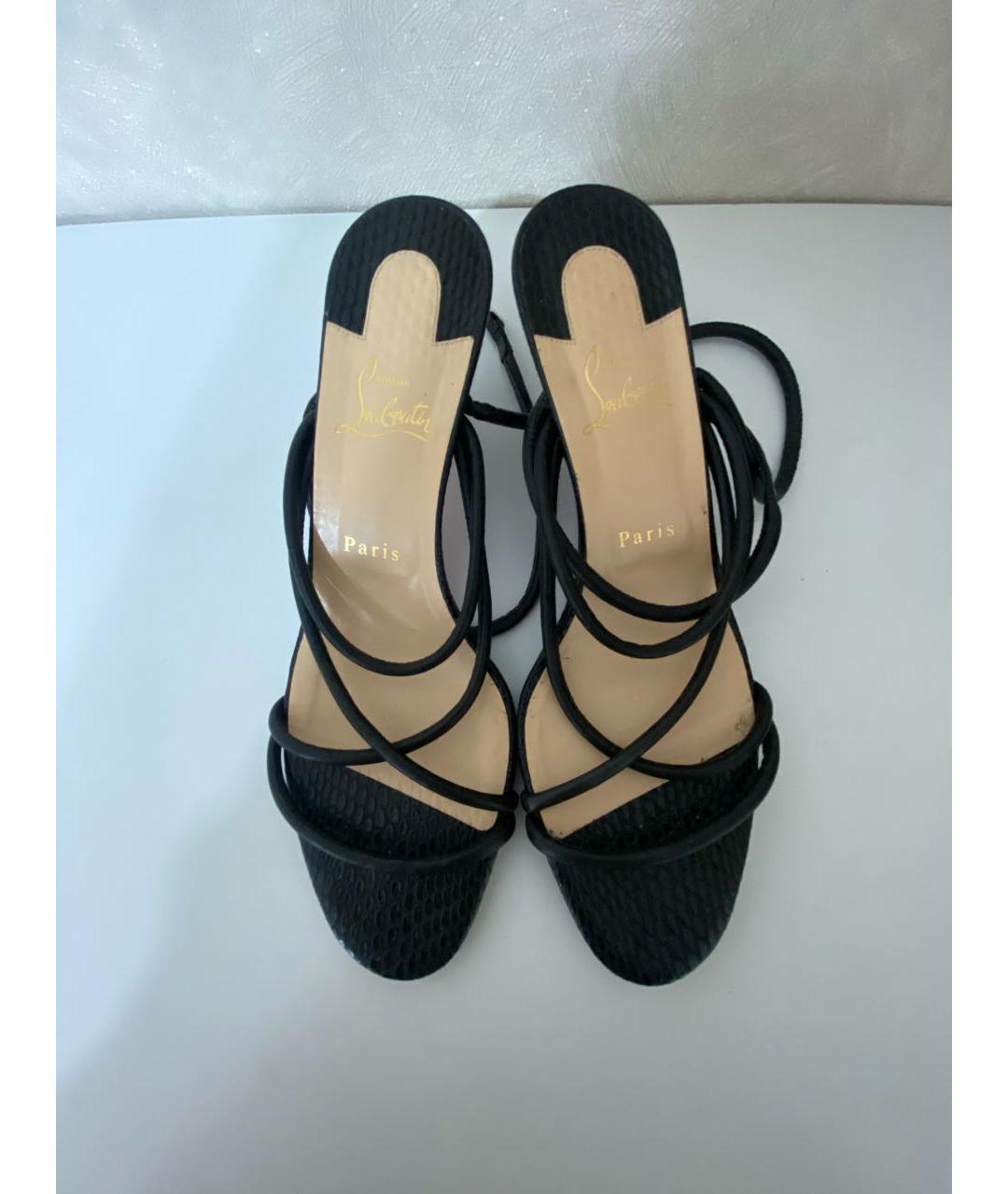 CHRISTIAN LOUBOUTIN Черные кожаные босоножки, фото 2
