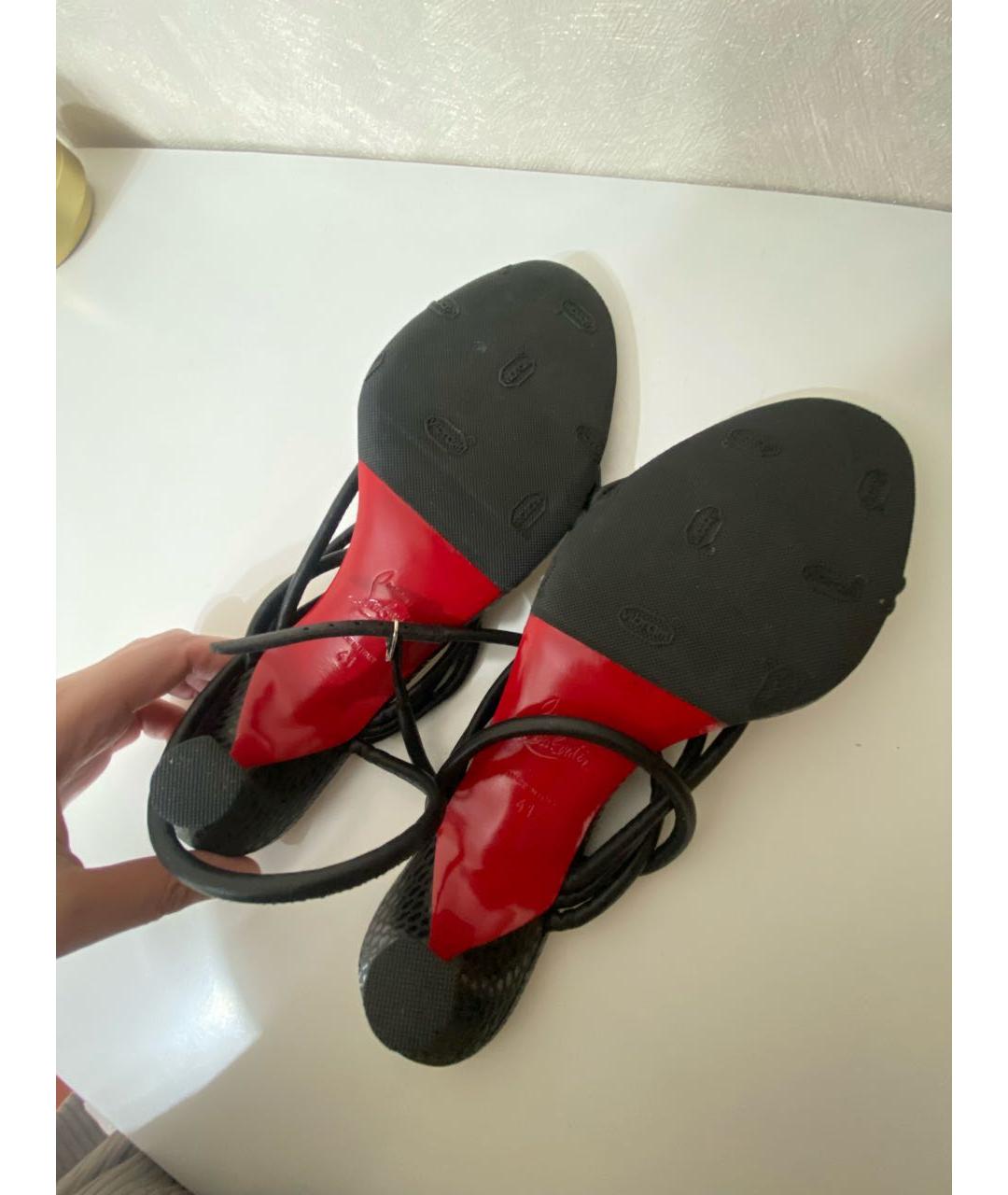 CHRISTIAN LOUBOUTIN Черные кожаные босоножки, фото 5