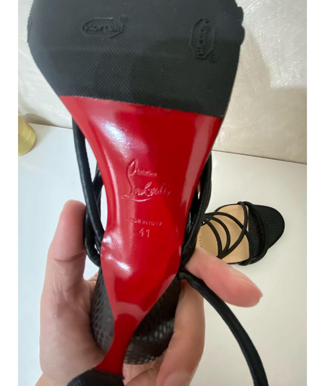 CHRISTIAN LOUBOUTIN Черные кожаные босоножки, фото 8