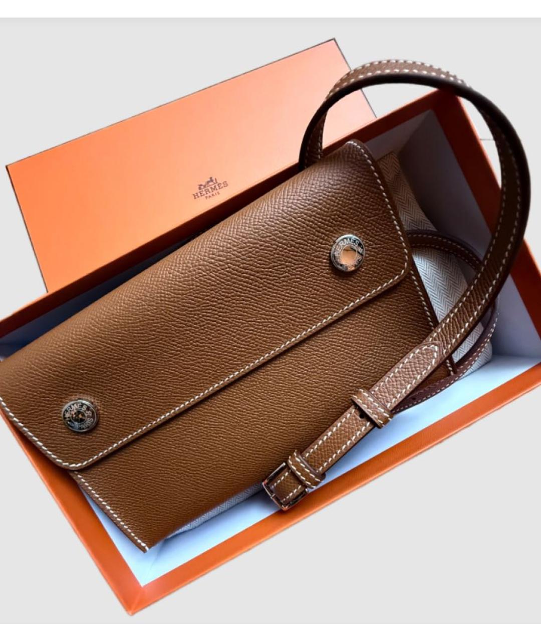 HERMES Коричневая кожаная сумка через плечо, фото 2