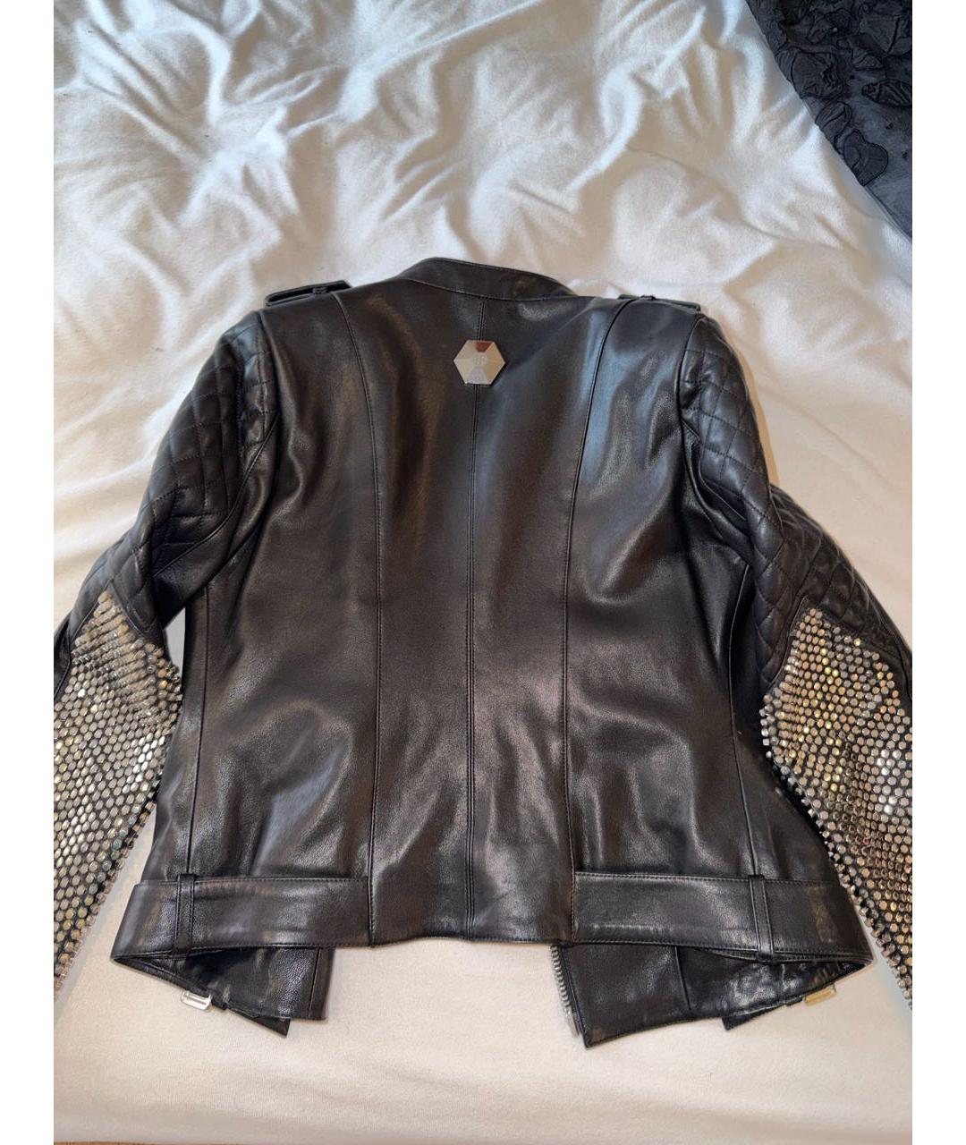 PHILIPP PLEIN Черная кожаная куртка, фото 2