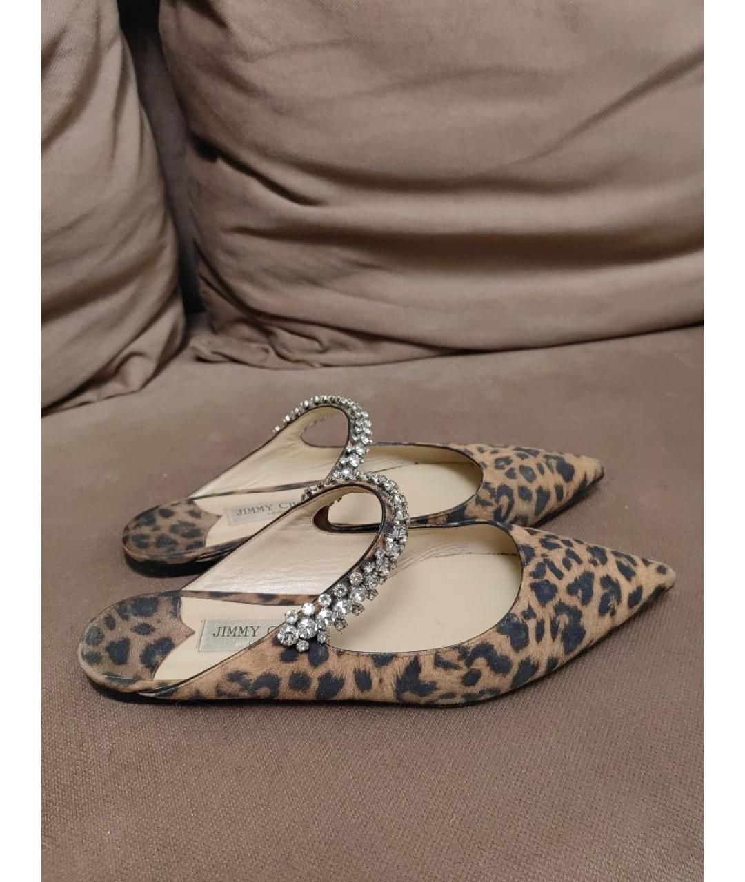 JIMMY CHOO Коричневые текстильные мюли, фото 6