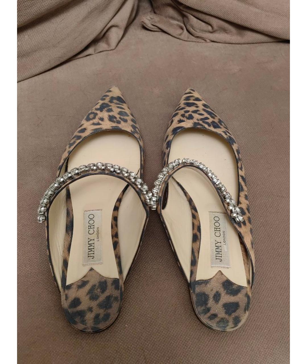 JIMMY CHOO Коричневые текстильные мюли, фото 3