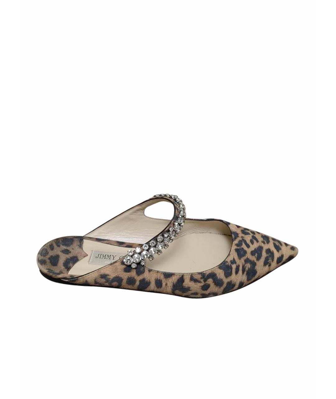 JIMMY CHOO Коричневые текстильные мюли, фото 1