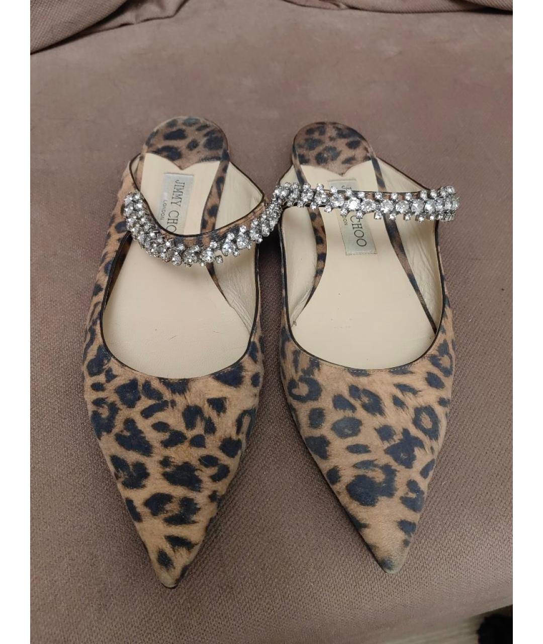 JIMMY CHOO Коричневые текстильные мюли, фото 2