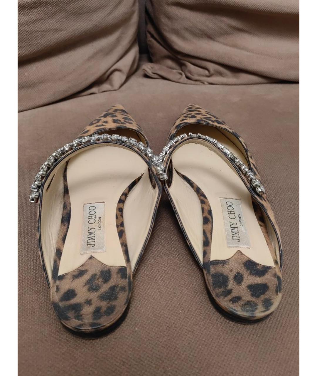 JIMMY CHOO Коричневые текстильные мюли, фото 4