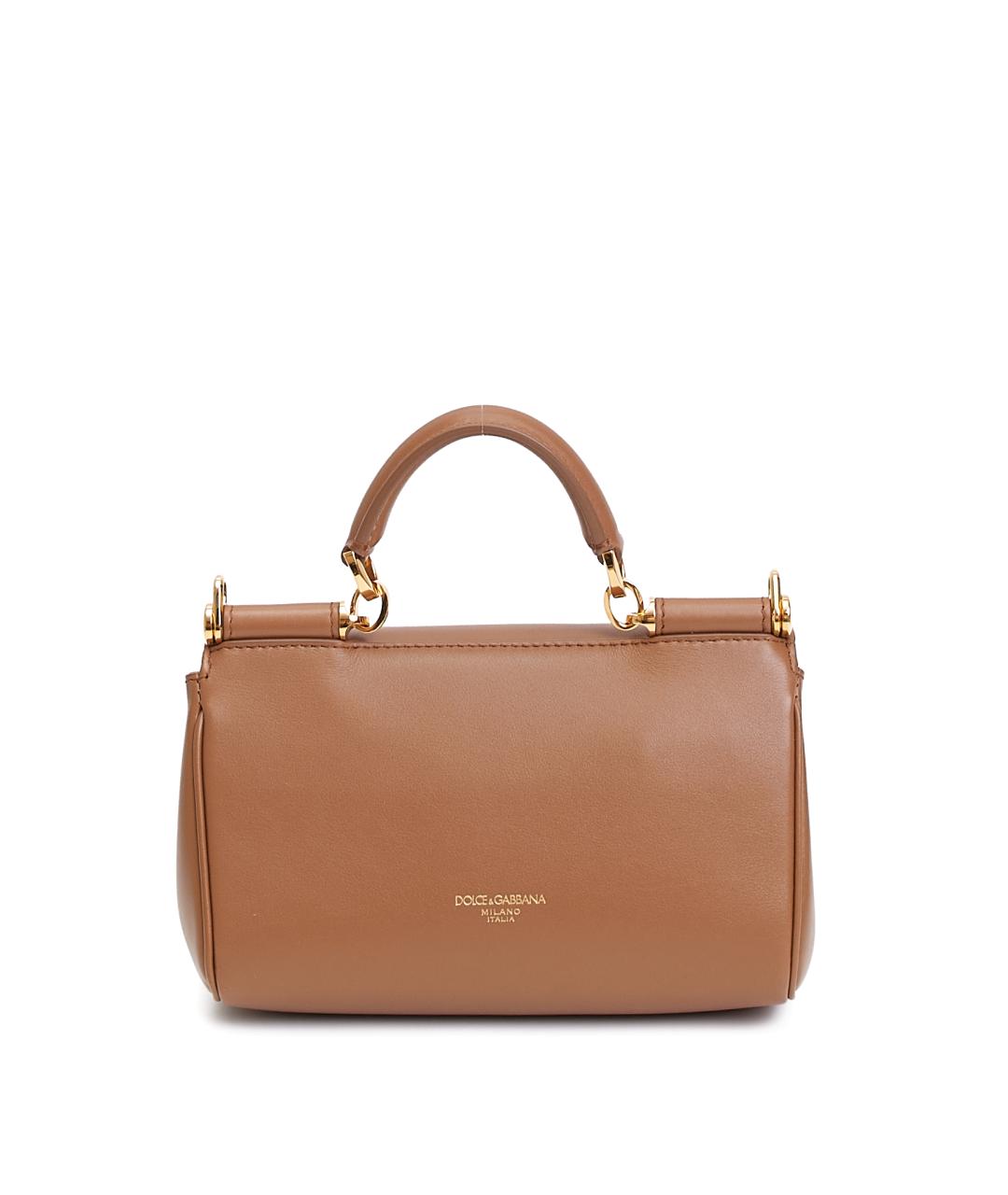 DOLCE&GABBANA Коричневая кожаная сумка с короткими ручками, фото 3