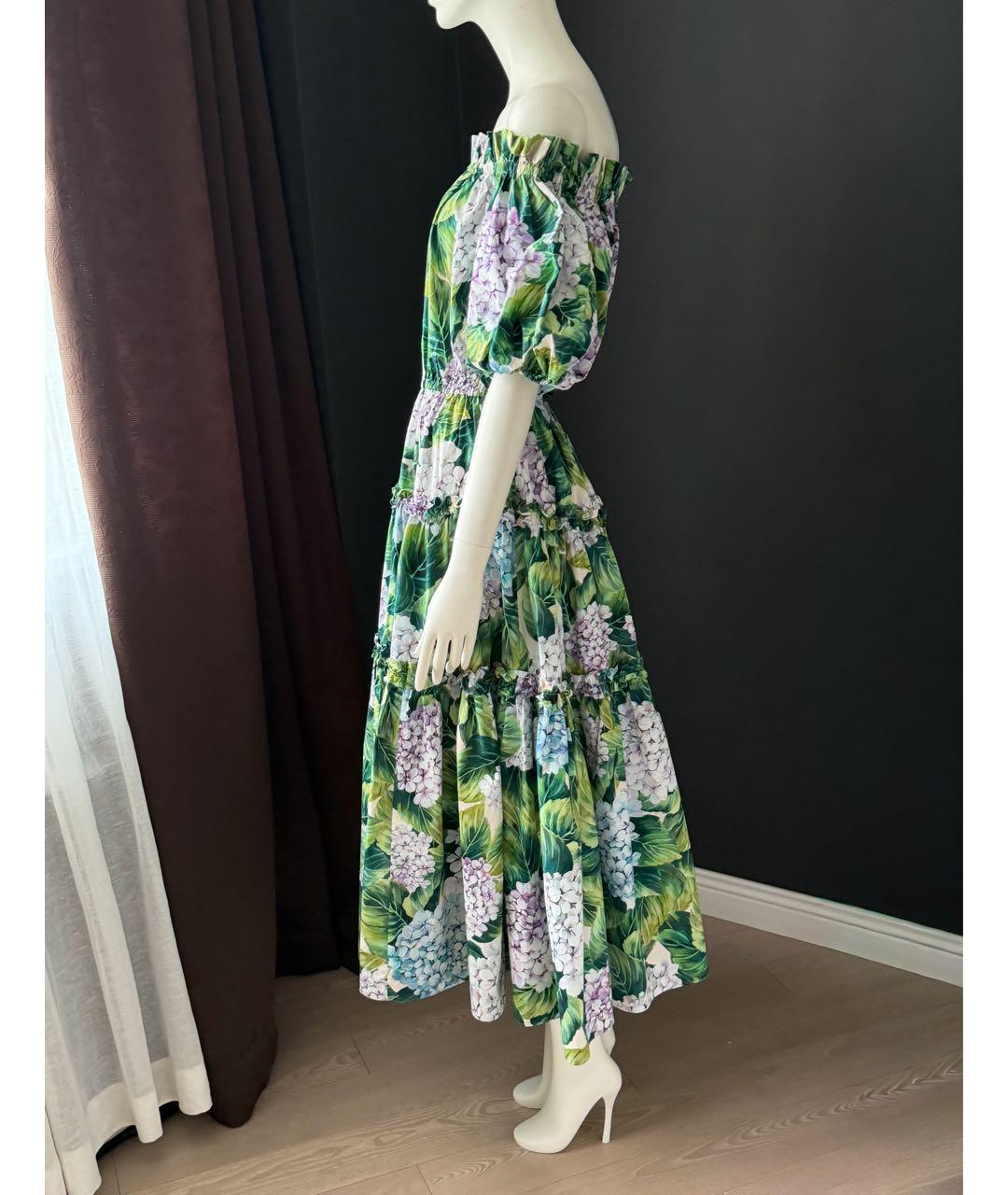 DOLCE&GABBANA Зеленый хлопковый сарафан, фото 5