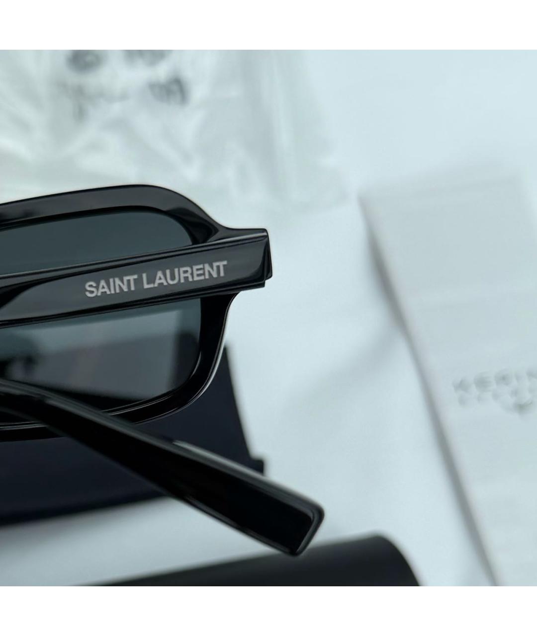 SAINT LAURENT Черные пластиковые солнцезащитные очки, фото 8