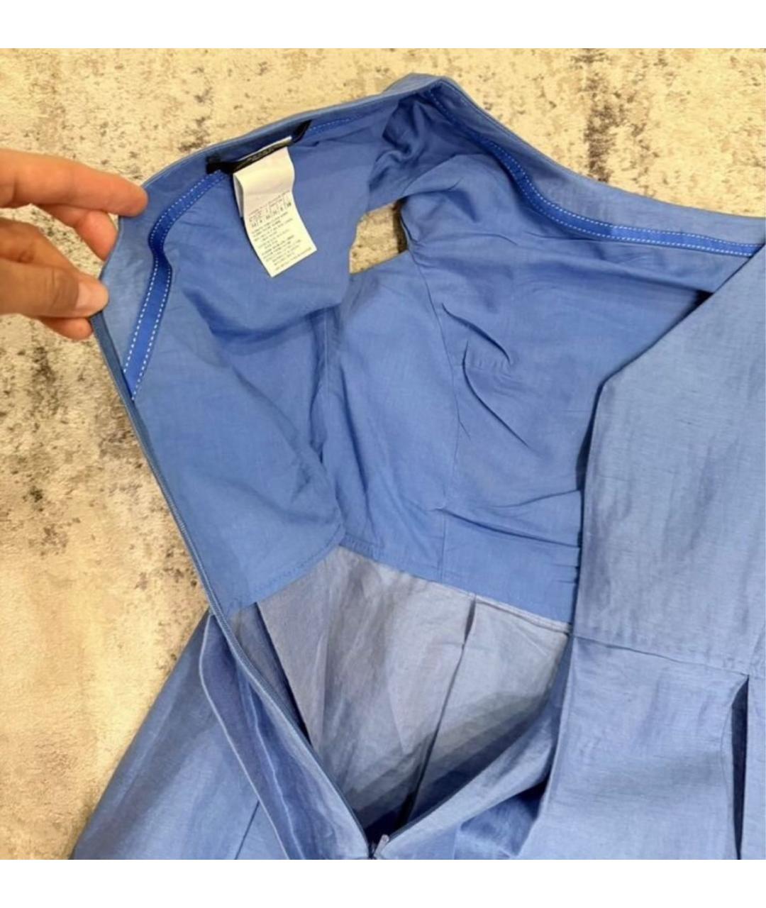 WEEKEND MAX MARA Синее льняное повседневное платье, фото 4