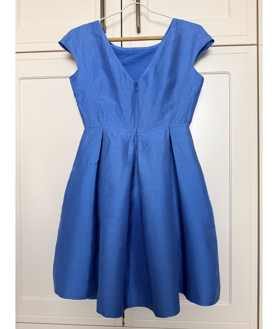 WEEKEND MAX MARA Синее льняное повседневное платье, фото 2