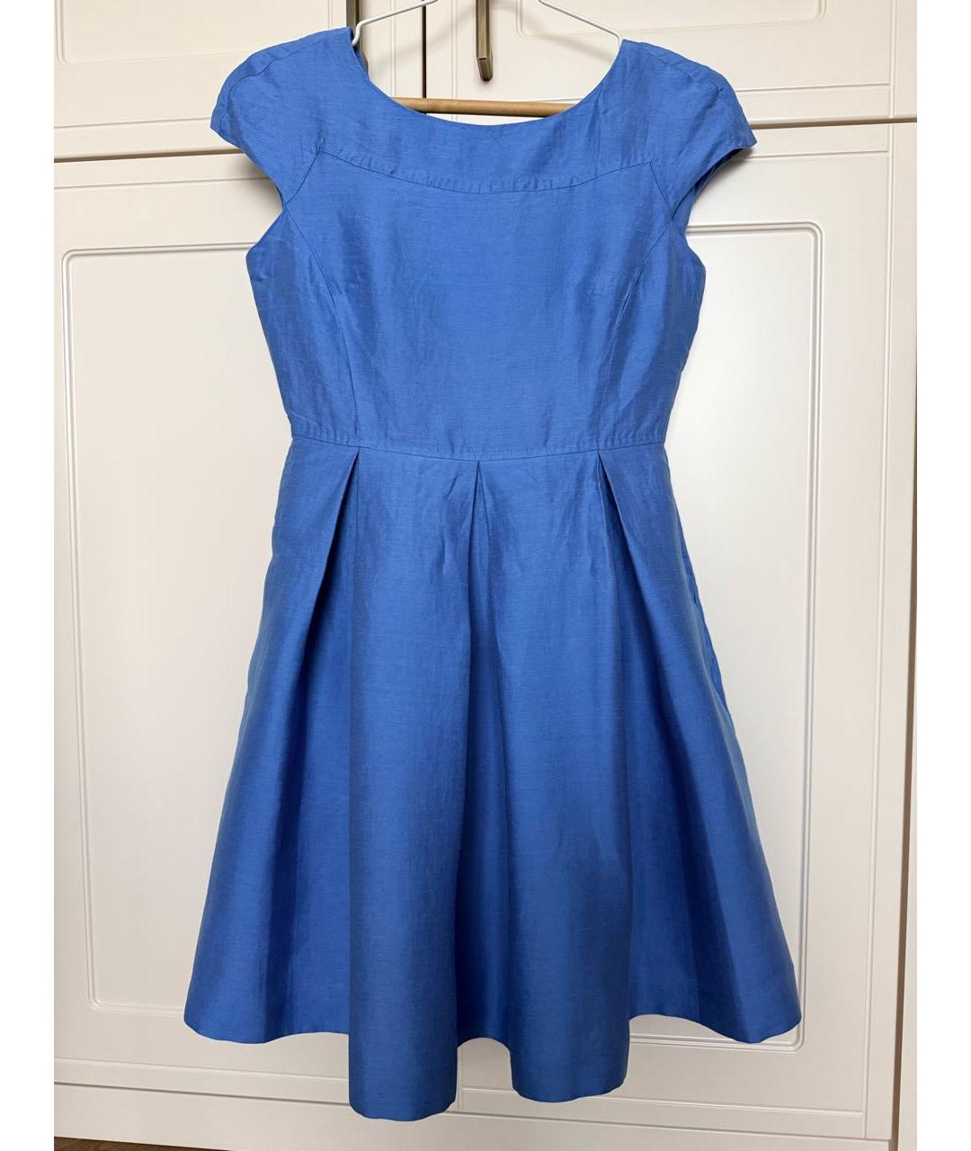 WEEKEND MAX MARA Синее льняное повседневное платье, фото 7