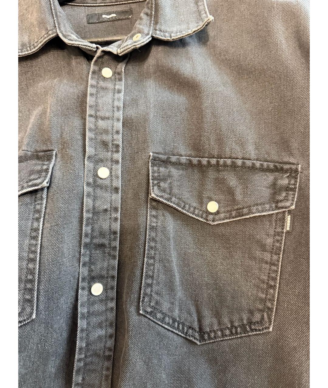 DIESEL BLACK GOLD Черная хлопковая кэжуал рубашка, фото 4