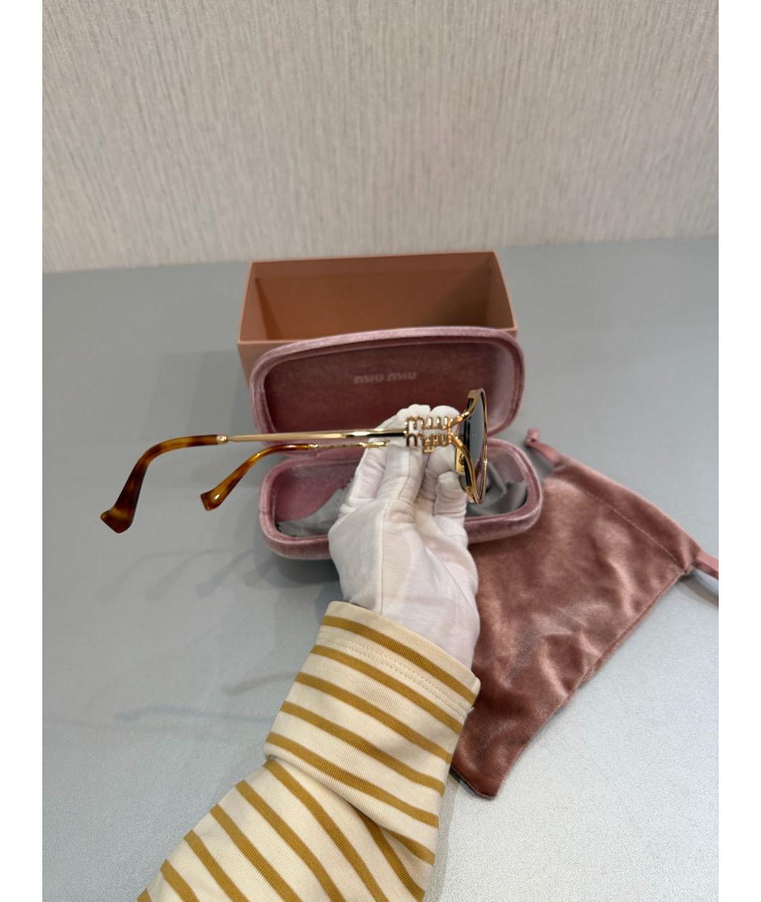 MIU MIU Золотые металлические солнцезащитные очки, фото 5
