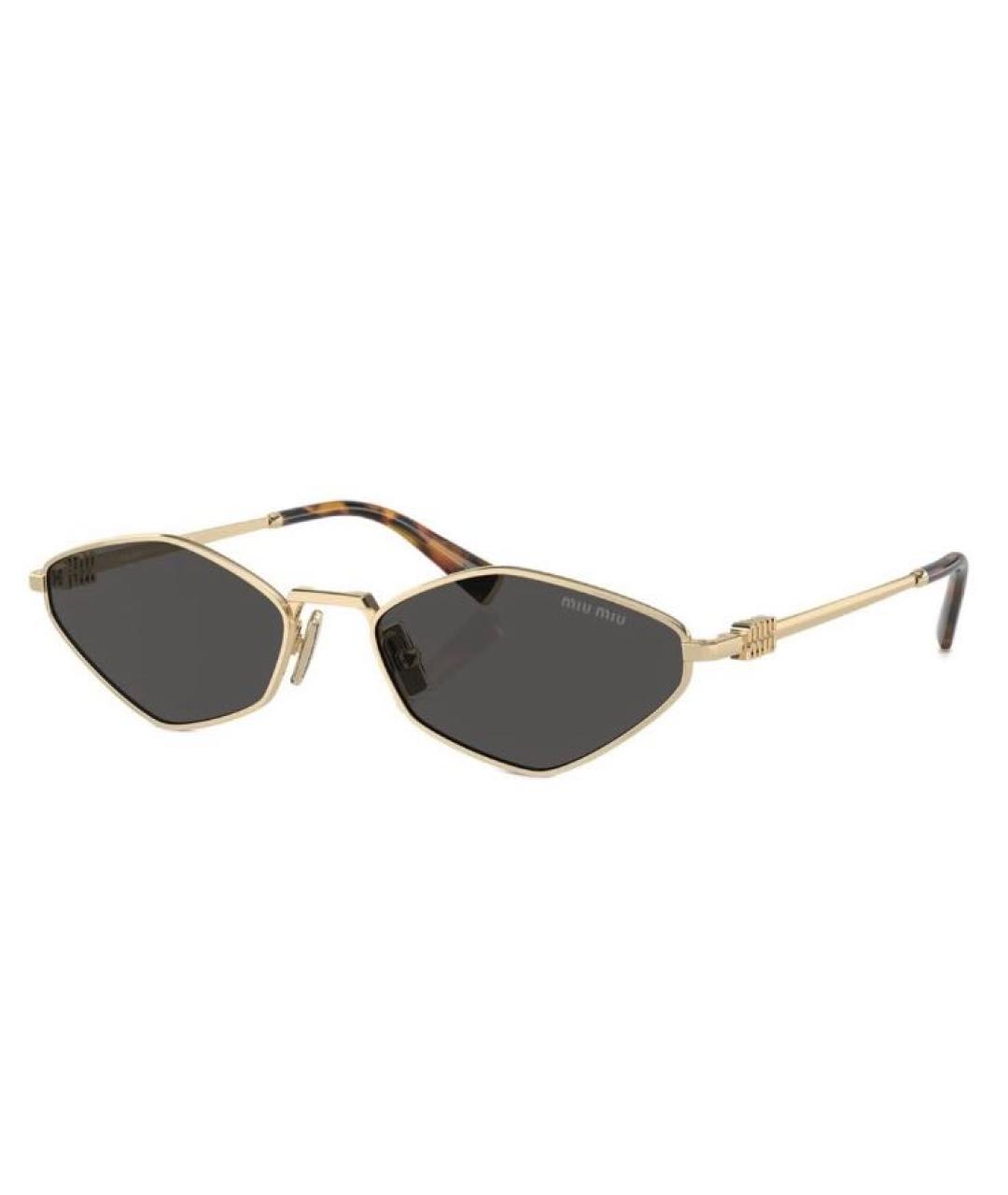 MIU MIU Золотые металлические солнцезащитные очки, фото 8