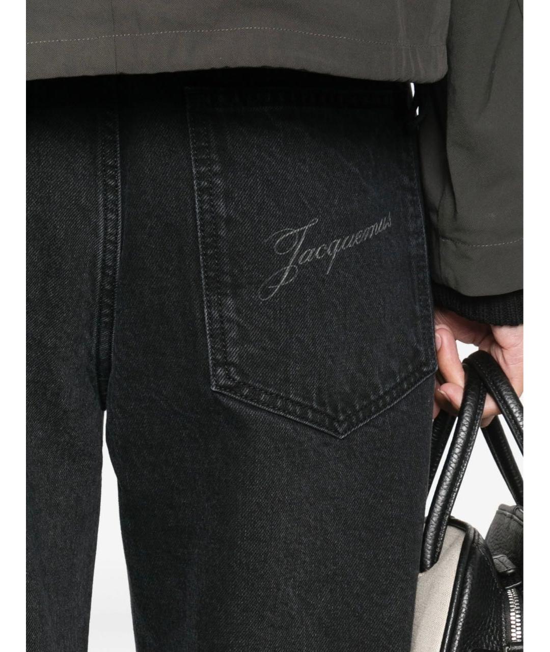 JACQUEMUS Черные хлопко-полиэстеровые прямые джинсы, фото 4