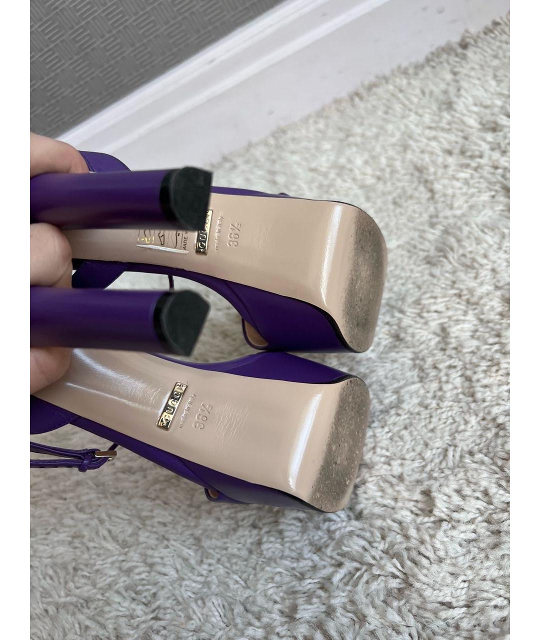 GUCCI Фиолетовые кожаные туфли, фото 4
