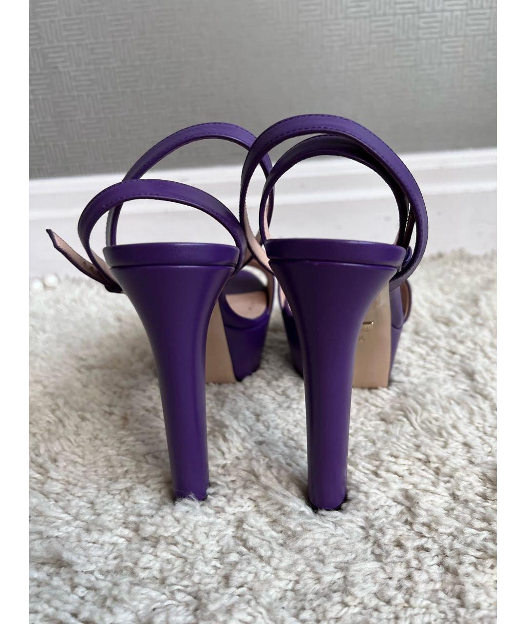 GUCCI Фиолетовые кожаные туфли, фото 5