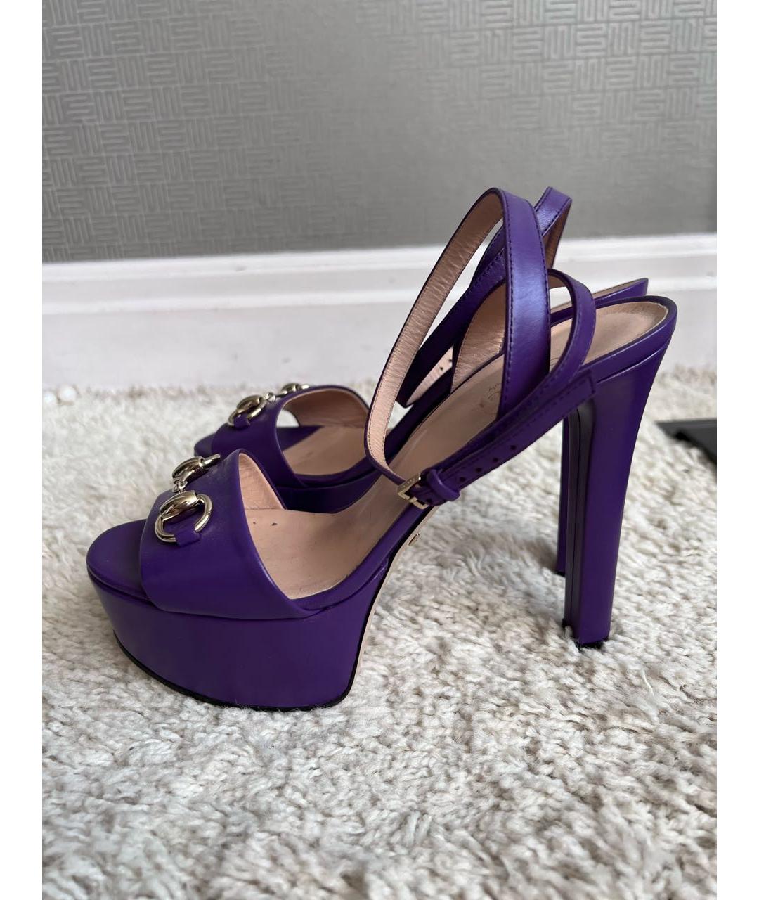 GUCCI Фиолетовые кожаные туфли, фото 3
