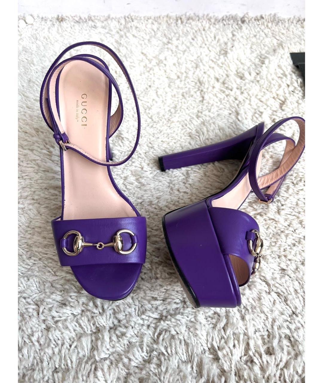 GUCCI Фиолетовые кожаные туфли, фото 2