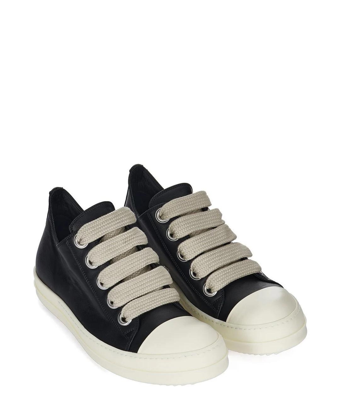 RICK OWENS Черные кожаные низкие кроссовки / кеды, фото 2