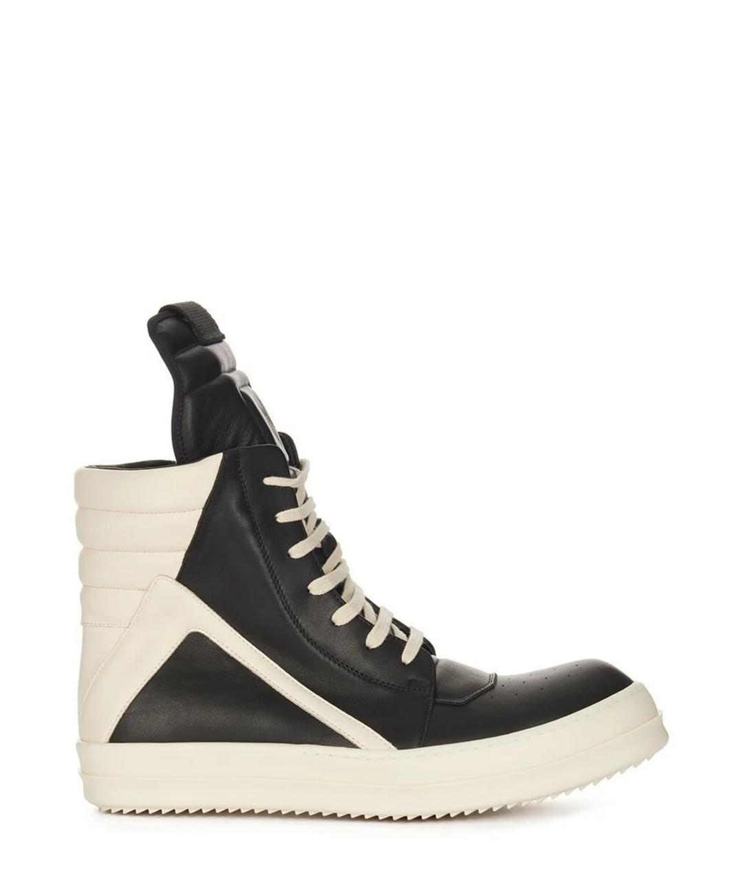 RICK OWENS Черные кожаные низкие кроссовки / кеды, фото 1