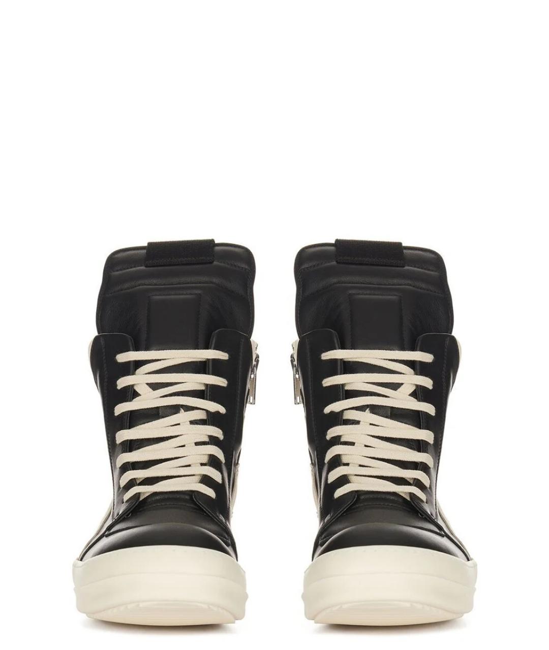 RICK OWENS Черные кожаные низкие кроссовки / кеды, фото 2