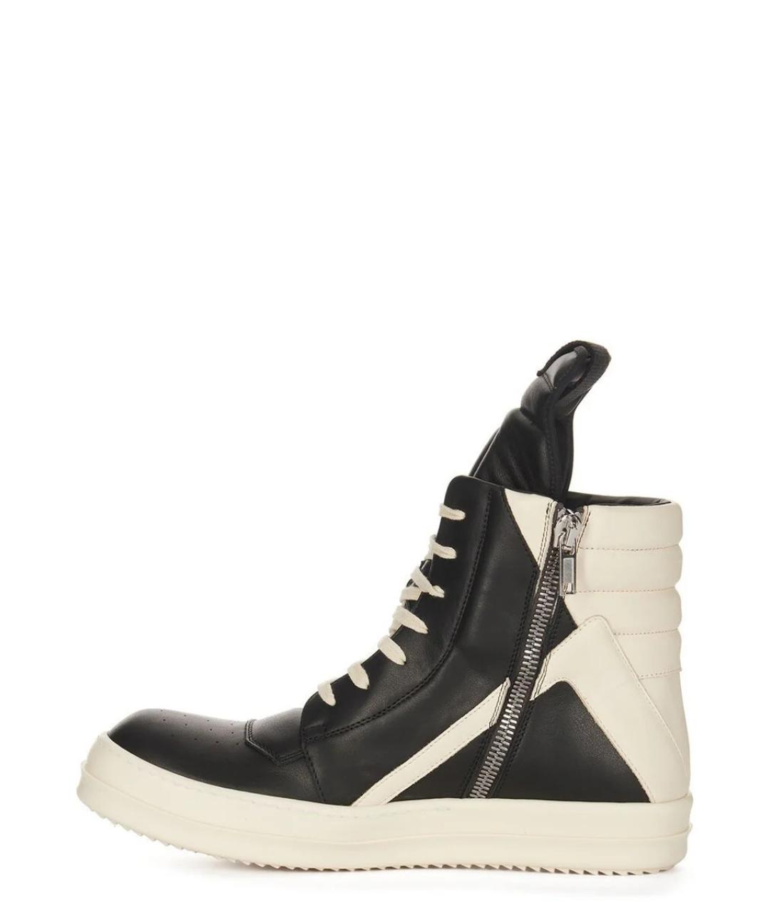RICK OWENS Черные кожаные низкие кроссовки / кеды, фото 3