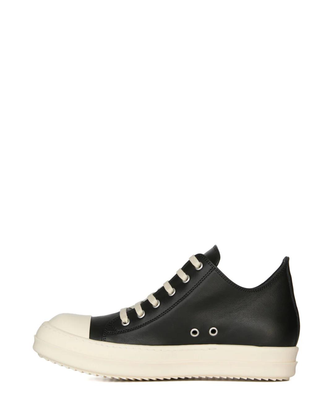 RICK OWENS Черные кожаные низкие кроссовки / кеды, фото 3