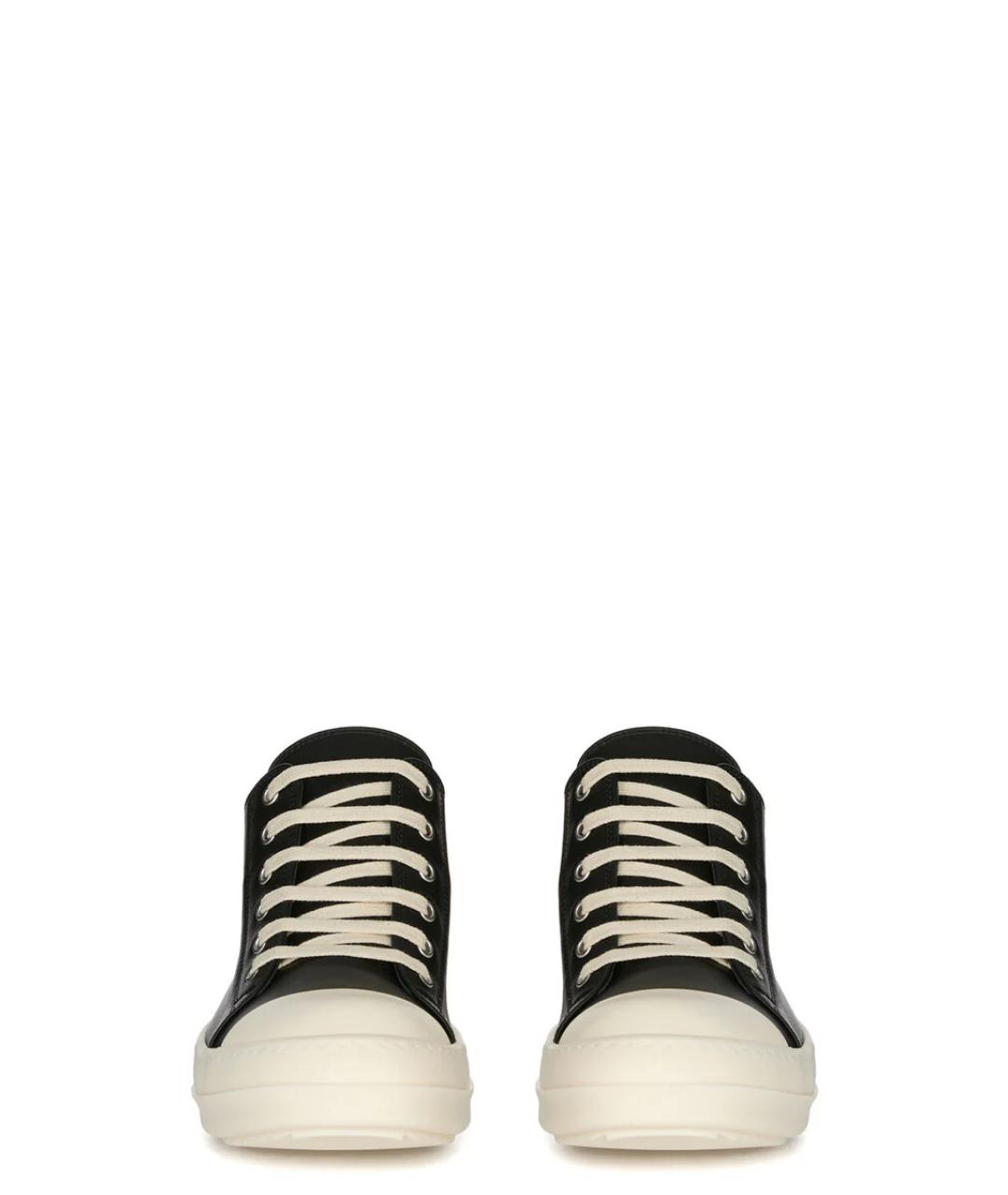 RICK OWENS Черные кожаные низкие кроссовки / кеды, фото 2