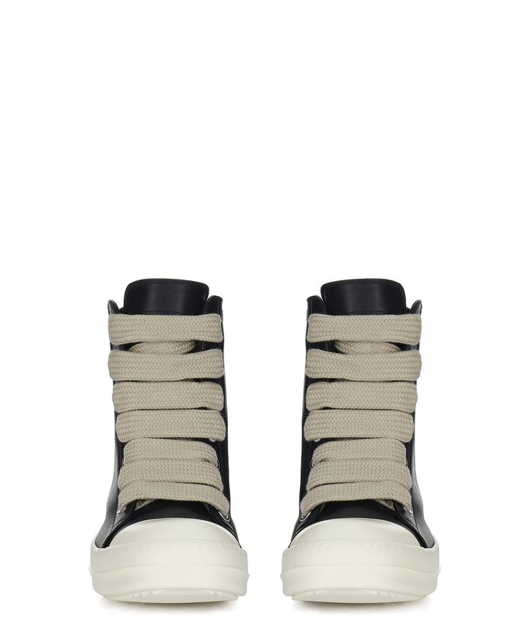 RICK OWENS Черные кожаные высокие кроссовки / кеды, фото 3