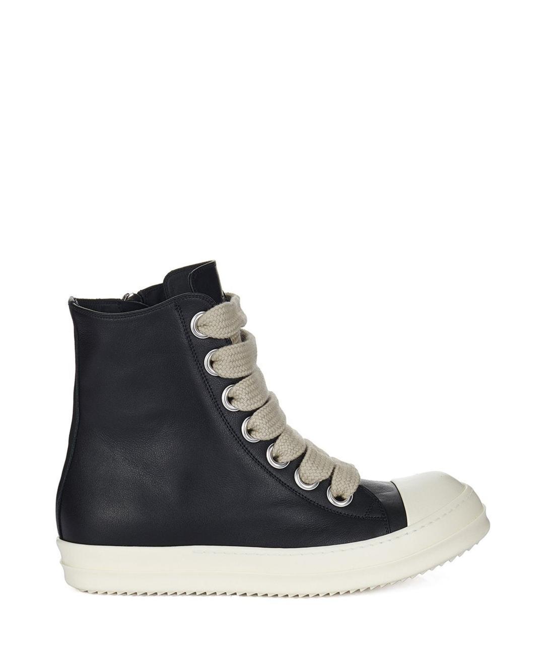 RICK OWENS Черные кожаные кроссовки, фото 1