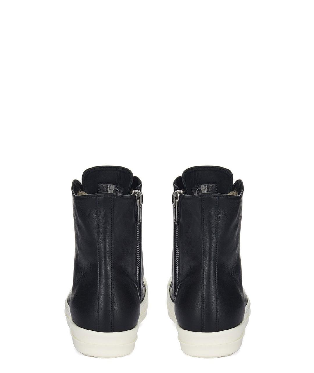 RICK OWENS Черные кожаные кроссовки, фото 5