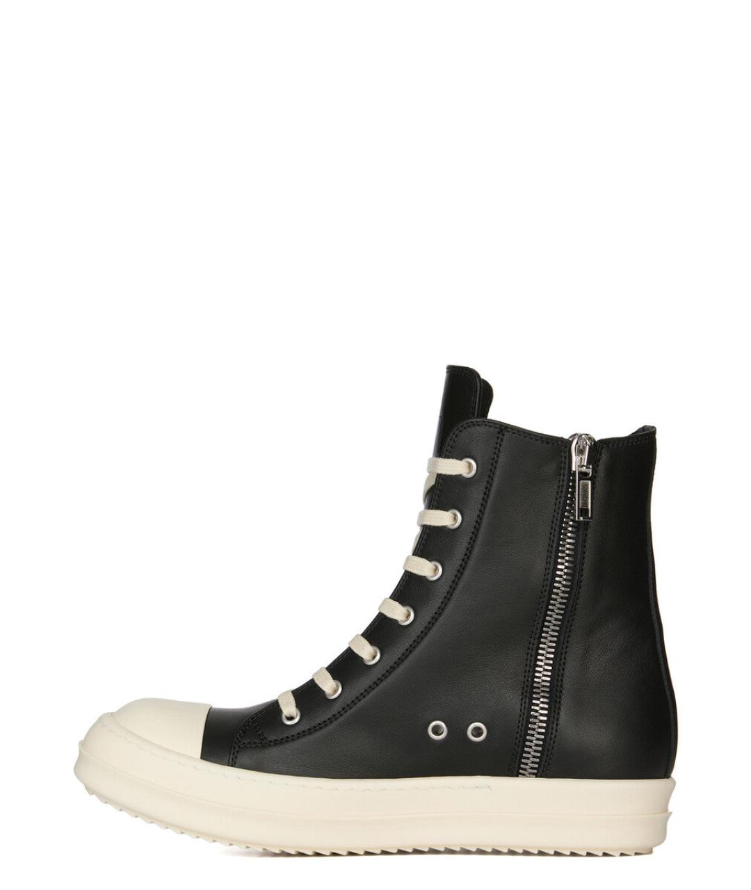 RICK OWENS Черные кожаные кроссовки, фото 3