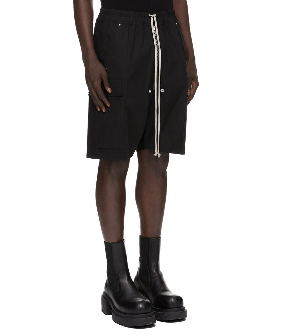RICK OWENS Черные хлопковые шорты, фото 2