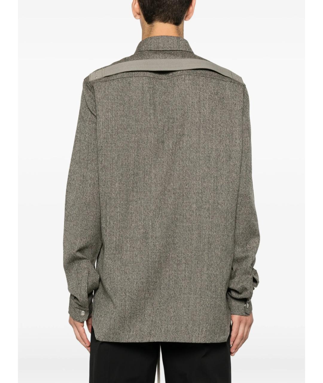 RICK OWENS Серая шерстяная кэжуал рубашка, фото 4
