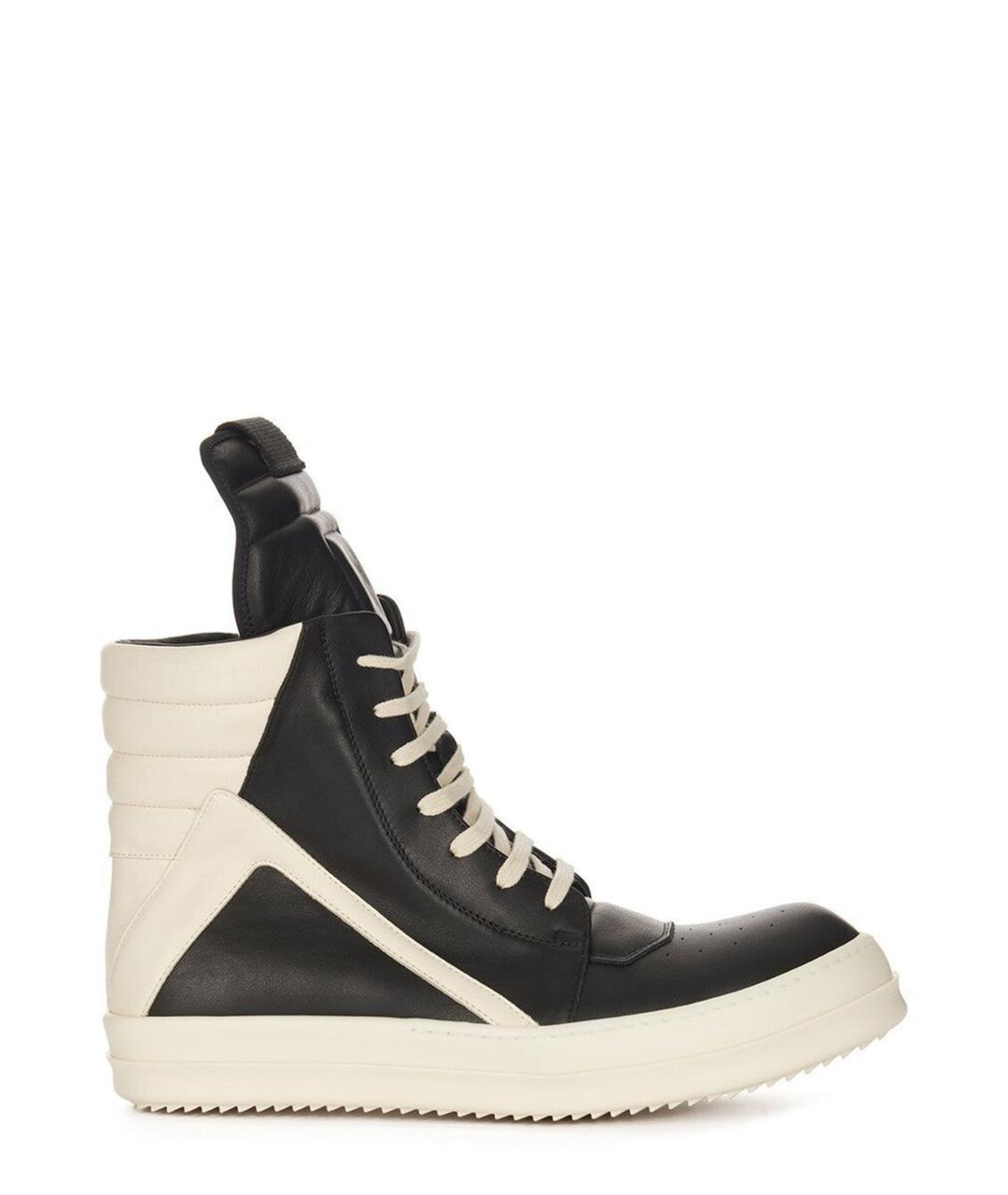 RICK OWENS Черные кожаные кроссовки, фото 1