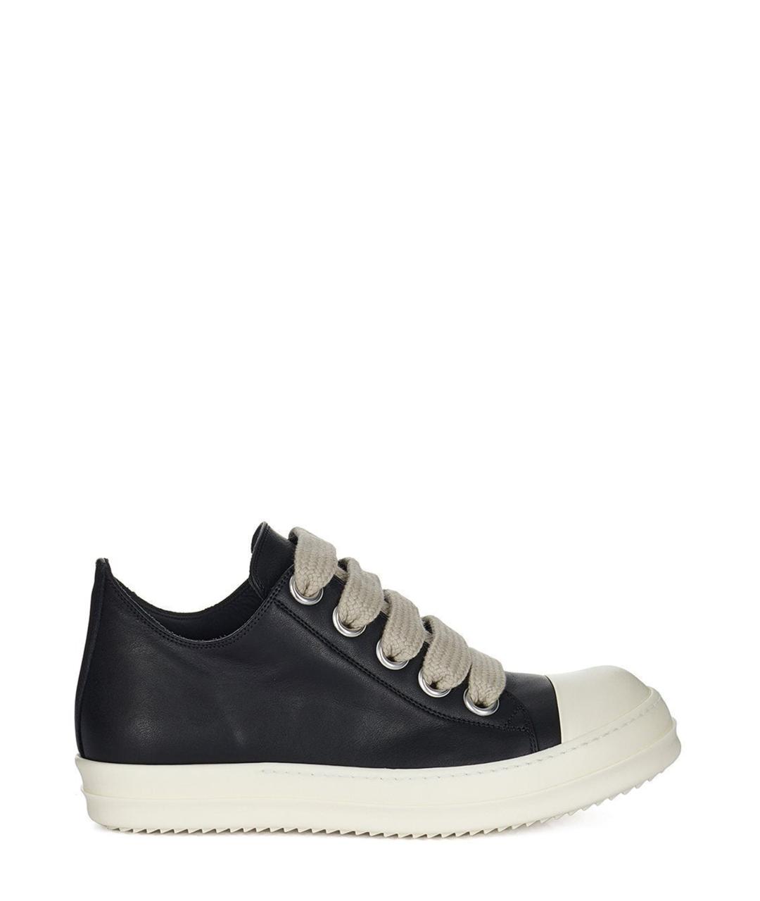 RICK OWENS Черные кожаные кроссовки, фото 1