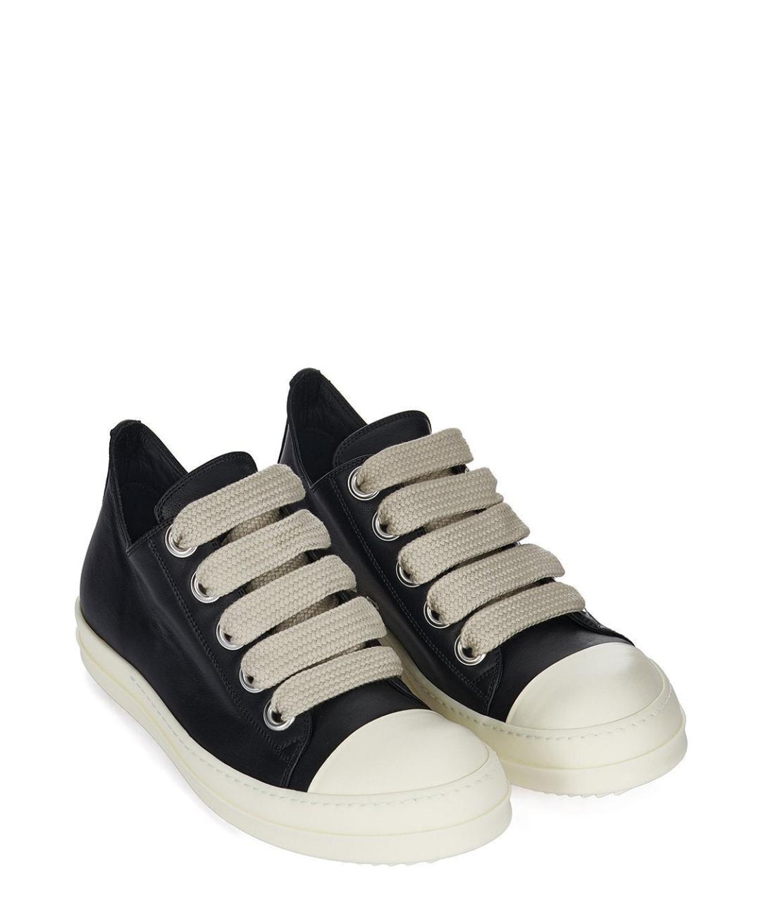 RICK OWENS Черные кожаные кроссовки, фото 2