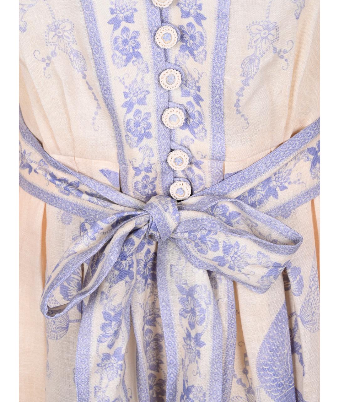 ZIMMERMANN Фиолетовое льняное повседневное платье, фото 3