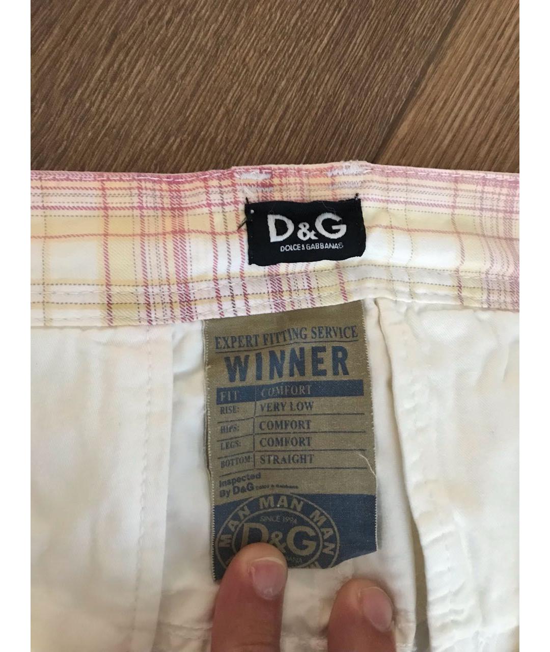 DOLCE&GABBANA Белые хлопковые повседневные брюки, фото 3