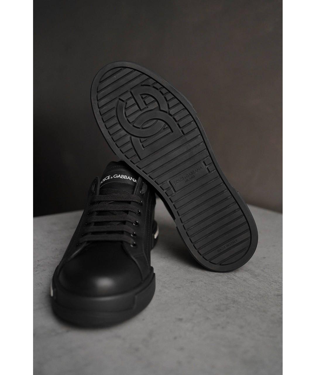 DOLCE&GABBANA Черные кожаные низкие кроссовки / кеды, фото 2