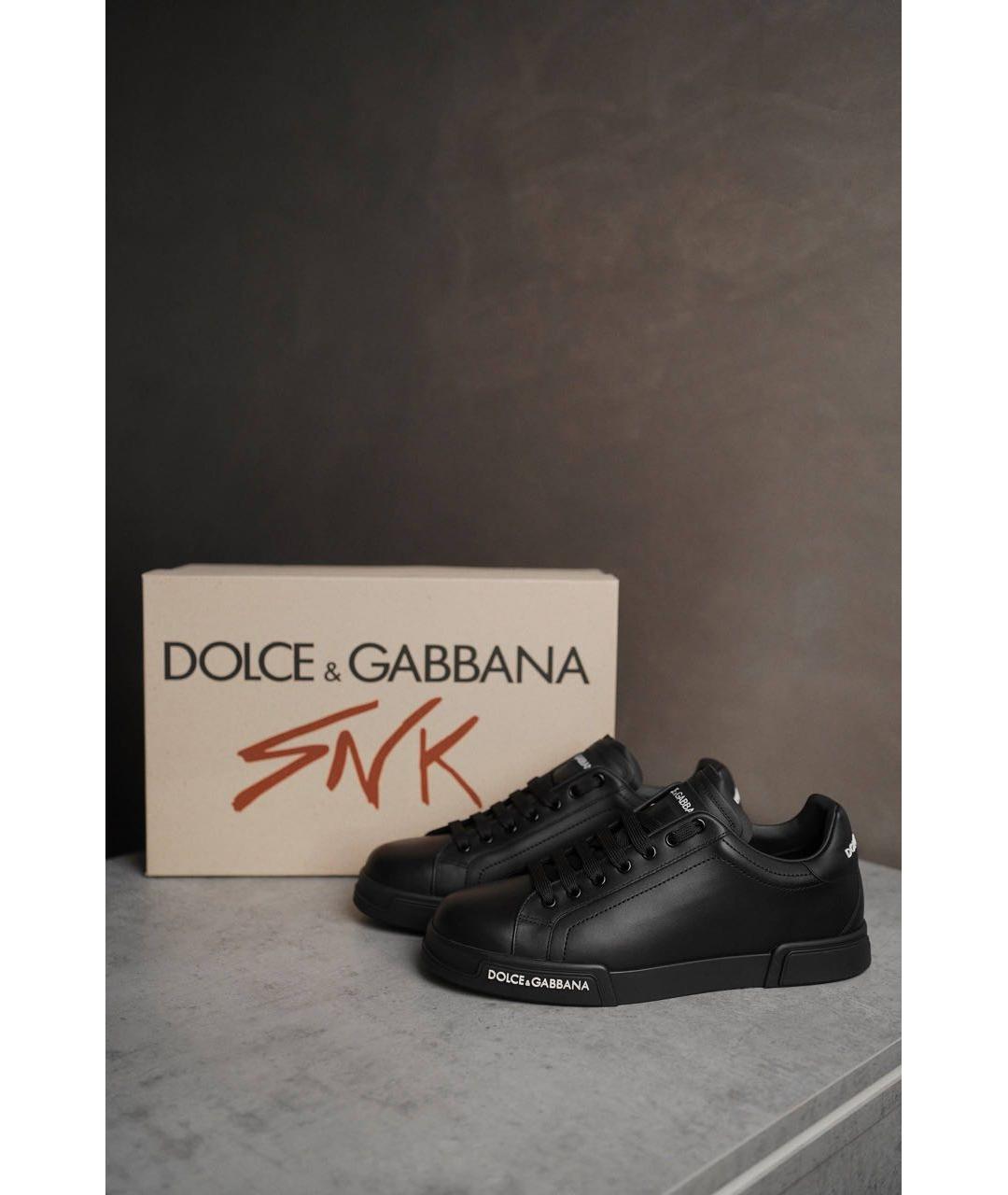 DOLCE&GABBANA Черные кожаные низкие кроссовки / кеды, фото 8