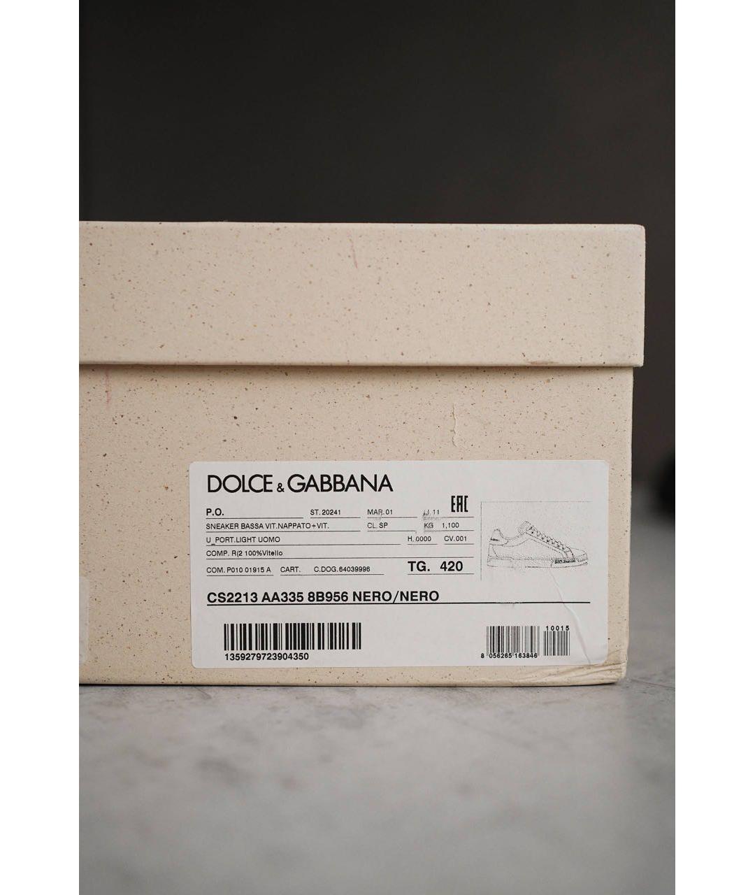 DOLCE&GABBANA Черные кожаные низкие кроссовки / кеды, фото 6