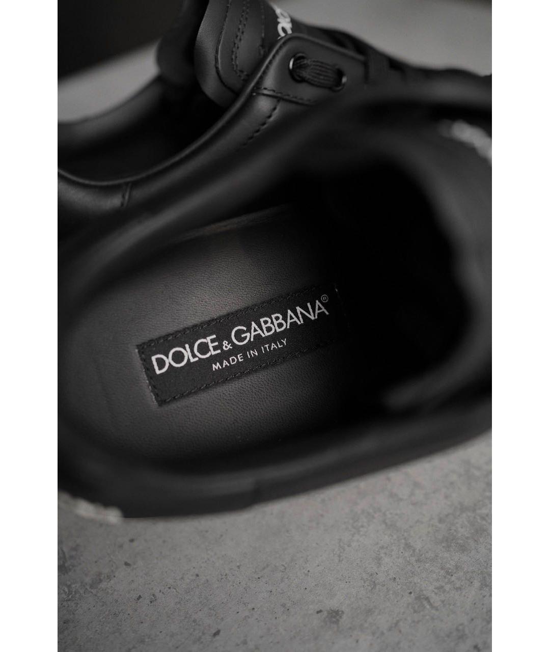 DOLCE&GABBANA Черные кожаные низкие кроссовки / кеды, фото 7