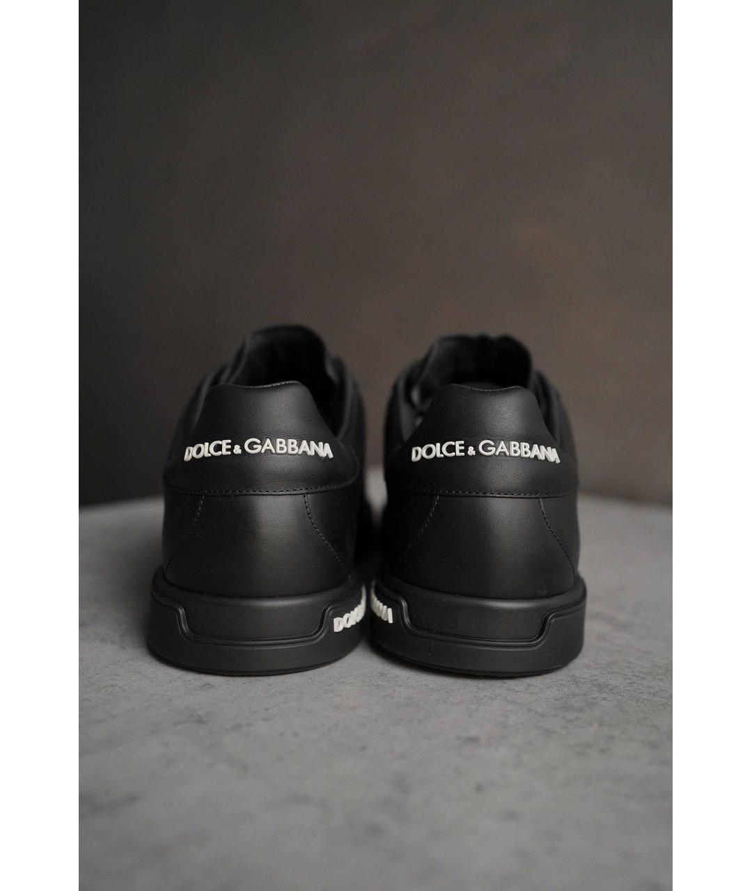 DOLCE&GABBANA Черные кожаные низкие кроссовки / кеды, фото 4