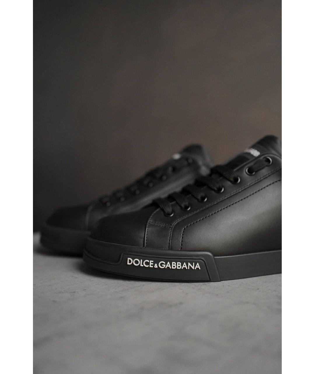 DOLCE&GABBANA Черные кожаные низкие кроссовки / кеды, фото 5