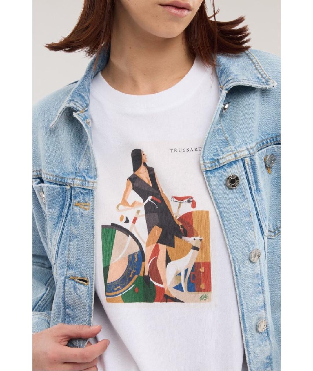 TRUSSARDI Белая хлопковая футболка, фото 3